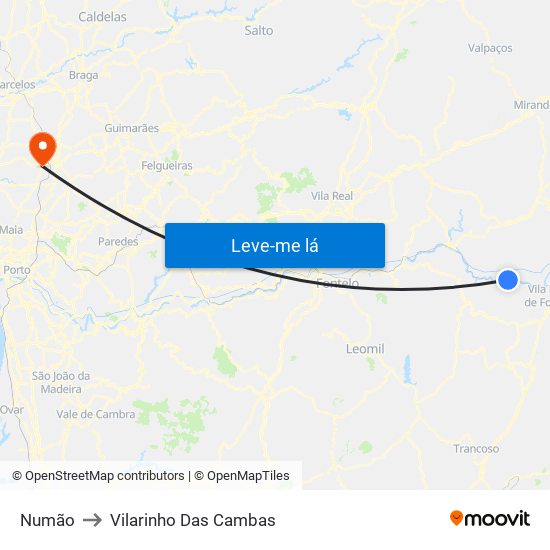 Numão to Vilarinho Das Cambas map