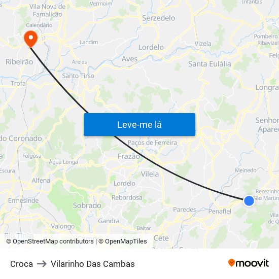 Croca to Vilarinho Das Cambas map