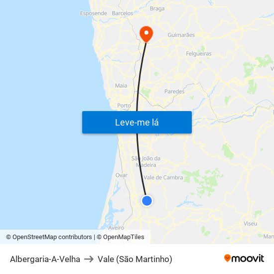 Albergaria-A-Velha to Vale (São Martinho) map