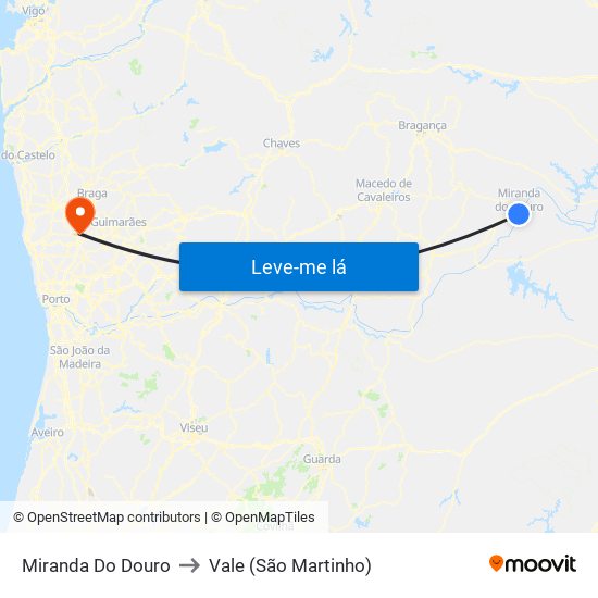 Miranda Do Douro to Vale (São Martinho) map