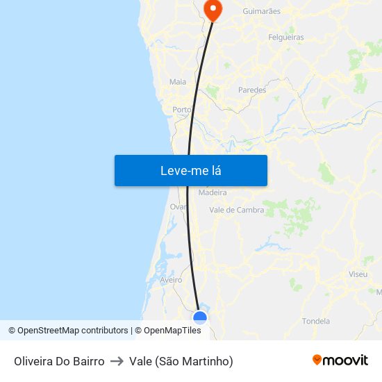 Oliveira Do Bairro to Vale (São Martinho) map