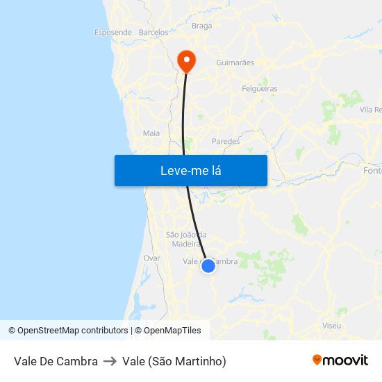 Vale De Cambra to Vale (São Martinho) map