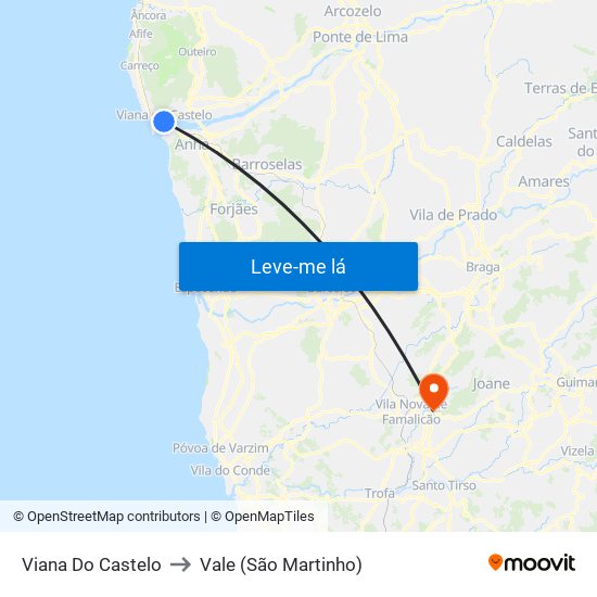 Viana Do Castelo to Vale (São Martinho) map