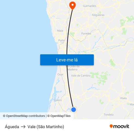 Águeda to Vale (São Martinho) map