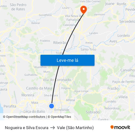 Nogueira e Silva Escura to Vale (São Martinho) map