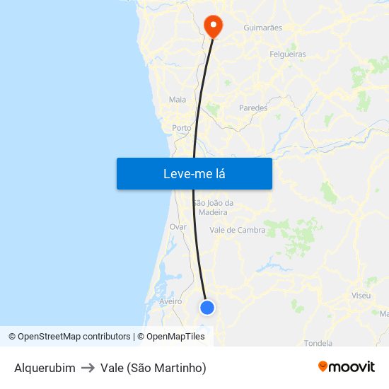 Alquerubim to Vale (São Martinho) map