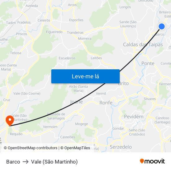 Barco to Vale (São Martinho) map