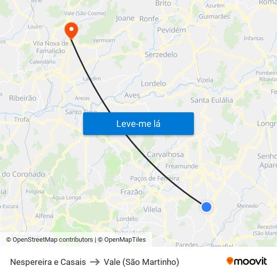 Nespereira e Casais to Vale (São Martinho) map