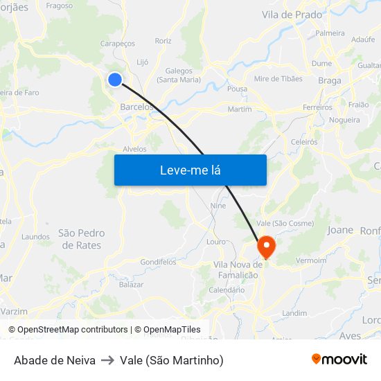 Abade de Neiva to Vale (São Martinho) map