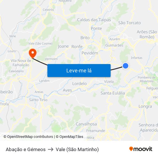 Abação e Gémeos to Vale (São Martinho) map