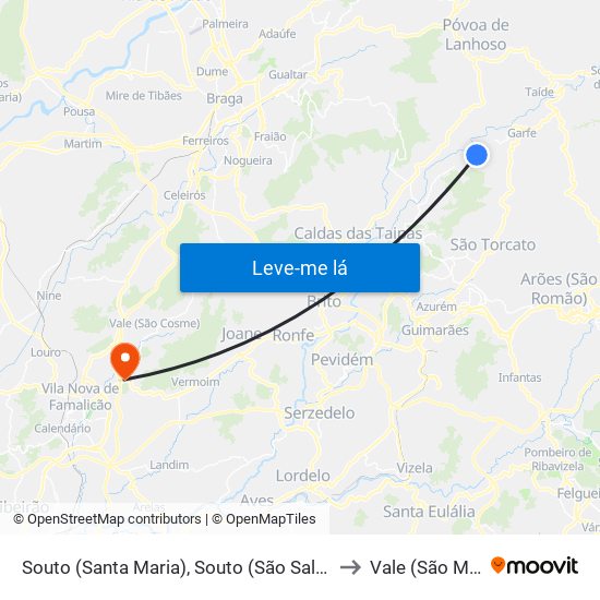 Souto (Santa Maria), Souto (São Salvador) e Gondomar to Vale (São Martinho) map