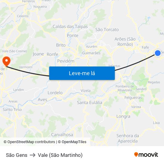São Gens to Vale (São Martinho) map