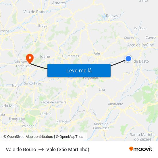 Vale de Bouro to Vale (São Martinho) map