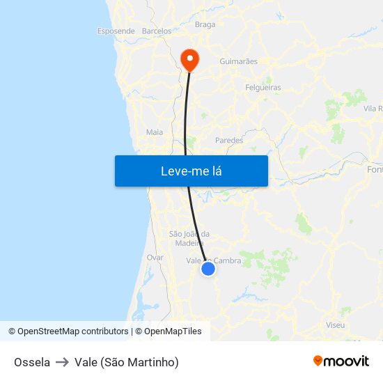 Ossela to Vale (São Martinho) map