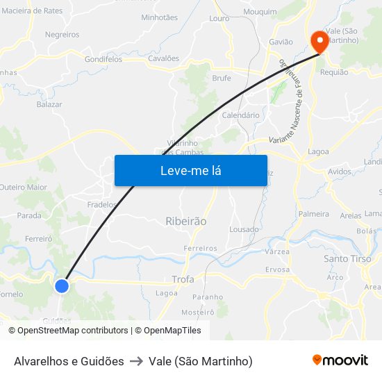 Alvarelhos e Guidões to Vale (São Martinho) map