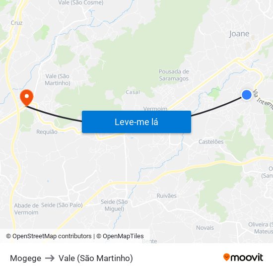 Mogege to Vale (São Martinho) map
