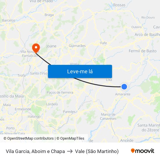 Vila Garcia, Aboim e Chapa to Vale (São Martinho) map