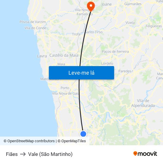 Fiães to Vale (São Martinho) map