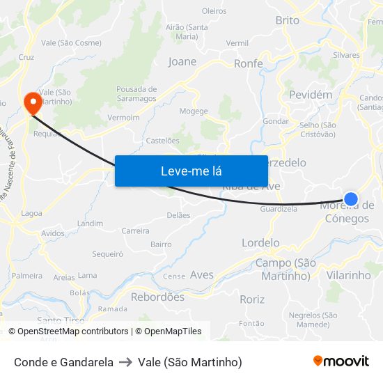 Conde e Gandarela to Vale (São Martinho) map