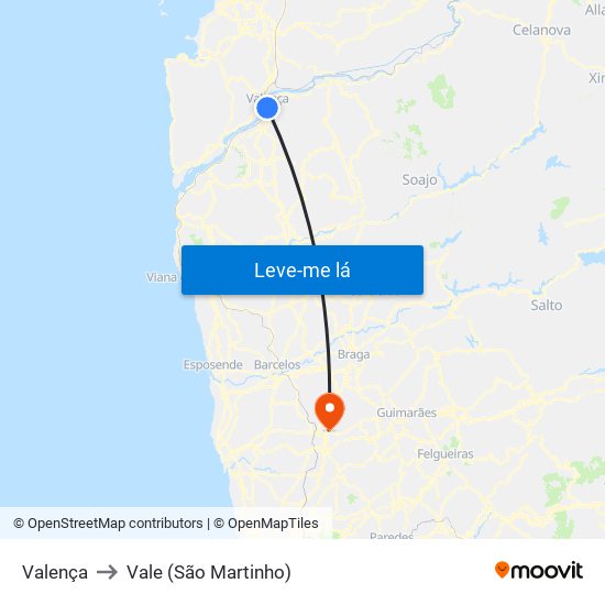 Valença to Vale (São Martinho) map