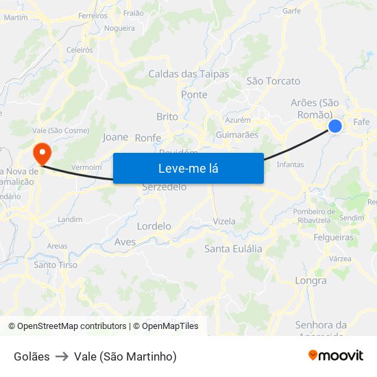 Golães to Vale (São Martinho) map