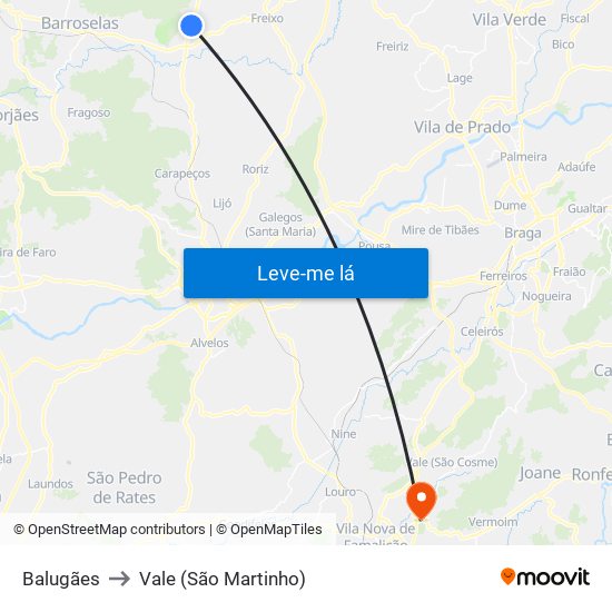 Balugães to Vale (São Martinho) map