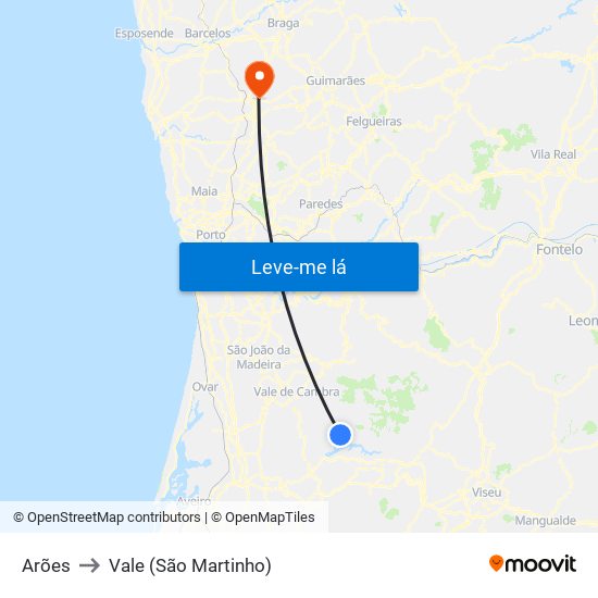 Arões to Vale (São Martinho) map