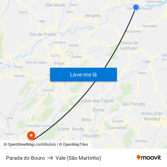 Parada do Bouro to Vale (São Martinho) map