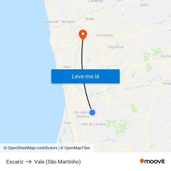 Escariz to Vale (São Martinho) map
