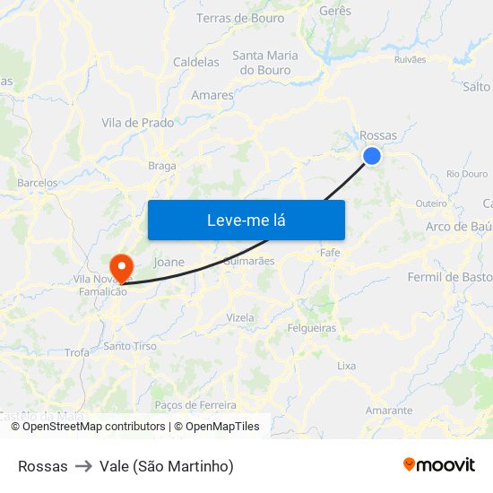 Rossas to Vale (São Martinho) map