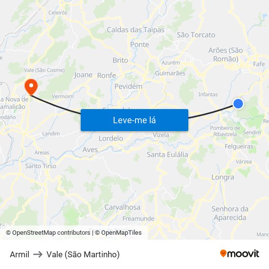 Armil to Vale (São Martinho) map