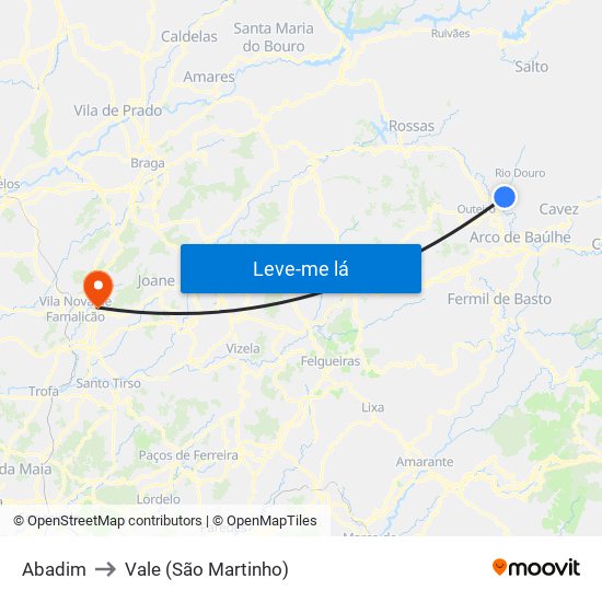 Abadim to Vale (São Martinho) map