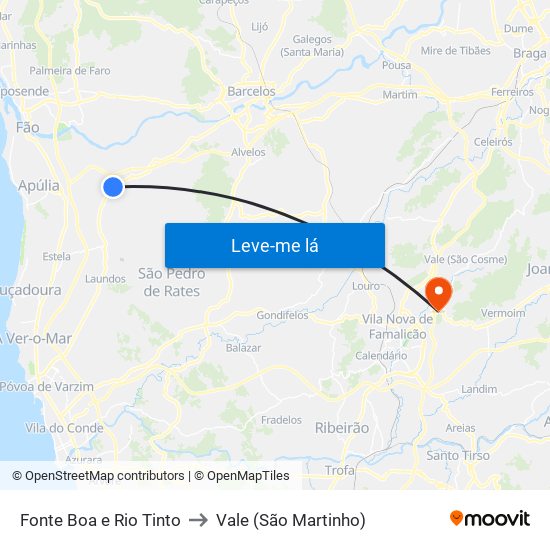 Fonte Boa e Rio Tinto to Vale (São Martinho) map