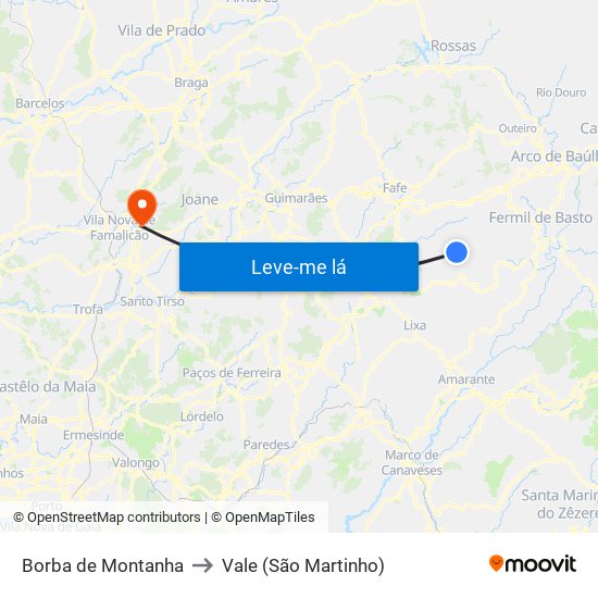 Borba de Montanha to Vale (São Martinho) map