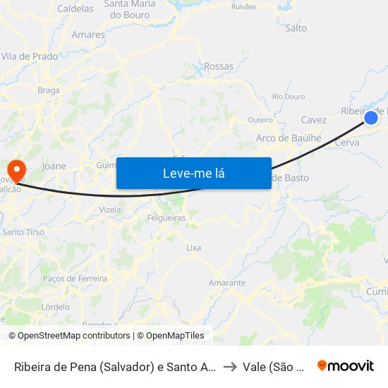 Ribeira de Pena (Salvador) e Santo Aleixo de Além-Tâmega to Vale (São Martinho) map