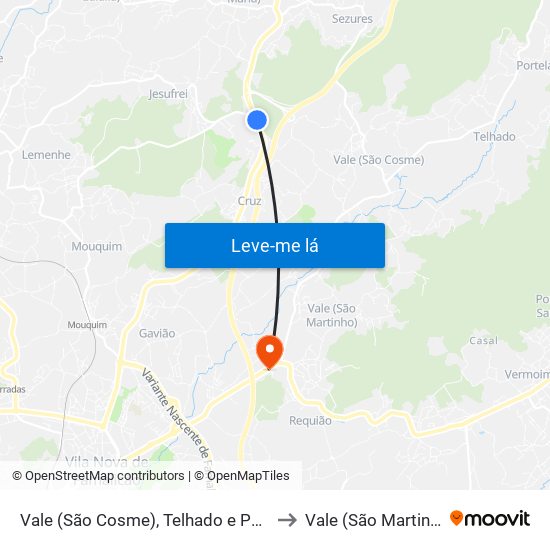 Vale (São Cosme), Telhado e Portela to Vale (São Martinho) map