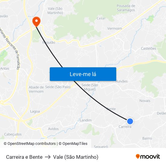 Carreira e Bente to Vale (São Martinho) map