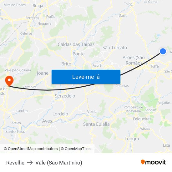 Revelhe to Vale (São Martinho) map