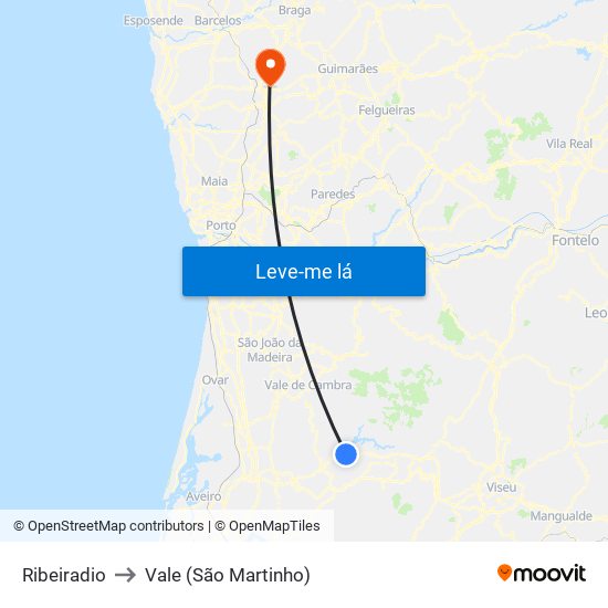 Ribeiradio to Vale (São Martinho) map