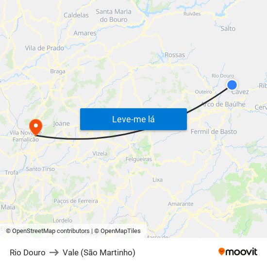 Rio Douro to Vale (São Martinho) map