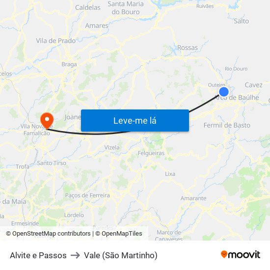 Alvite e Passos to Vale (São Martinho) map