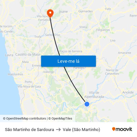 São Martinho de Sardoura to Vale (São Martinho) map