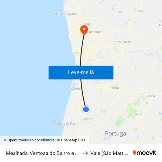 Mealhada, Ventosa do Bairro e Antes to Vale (São Martinho) map