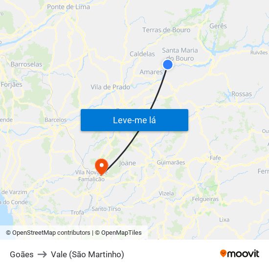 Goães to Vale (São Martinho) map