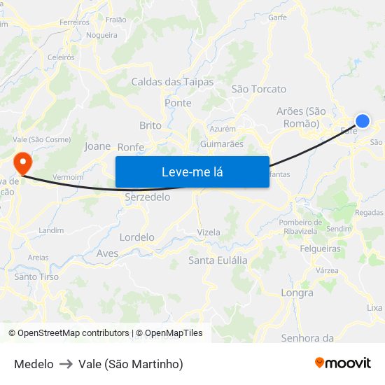 Medelo to Vale (São Martinho) map
