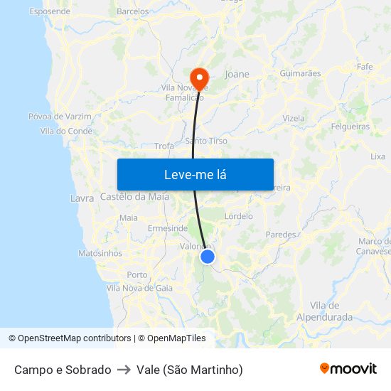 Campo e Sobrado to Vale (São Martinho) map