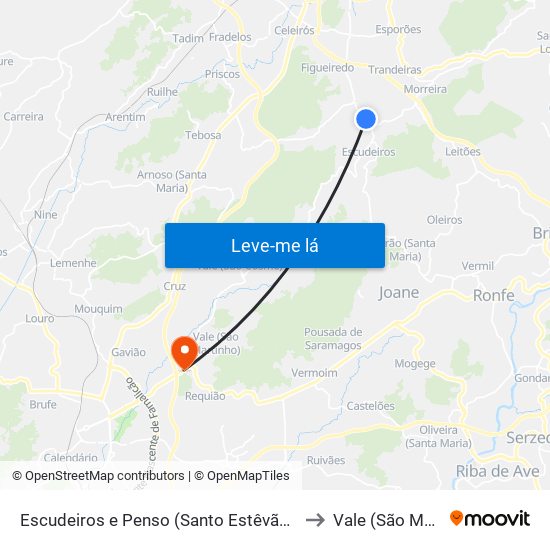 Escudeiros e Penso (Santo Estêvão e São Vicente) to Vale (São Martinho) map