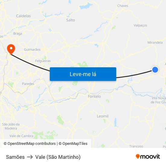 Samões to Vale (São Martinho) map