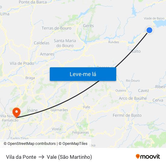 Vila da Ponte to Vale (São Martinho) map