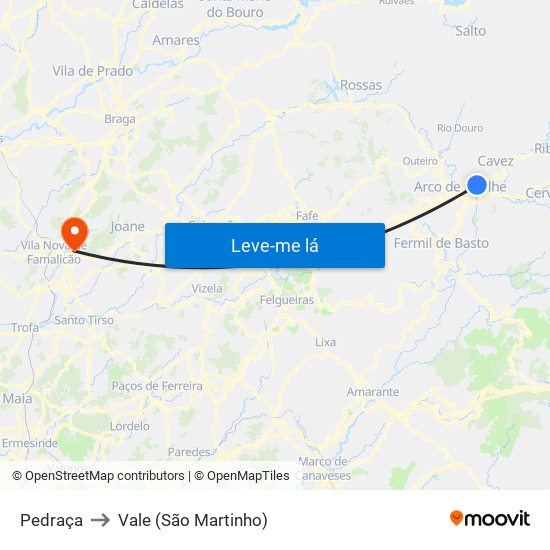 Pedraça to Vale (São Martinho) map